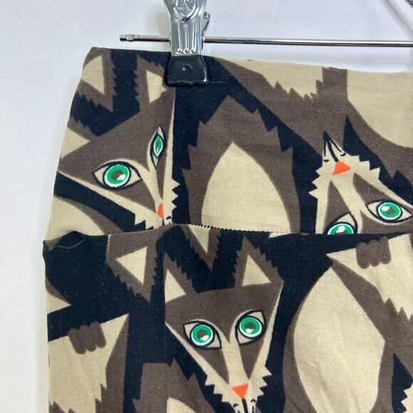 Lularoe TC Tall & Curvy Sly Fox Leggings Brown Wolf Black Cat Animal Novelty - Picture 5 of 7